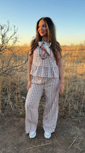 Gingham Peplum Pants Set