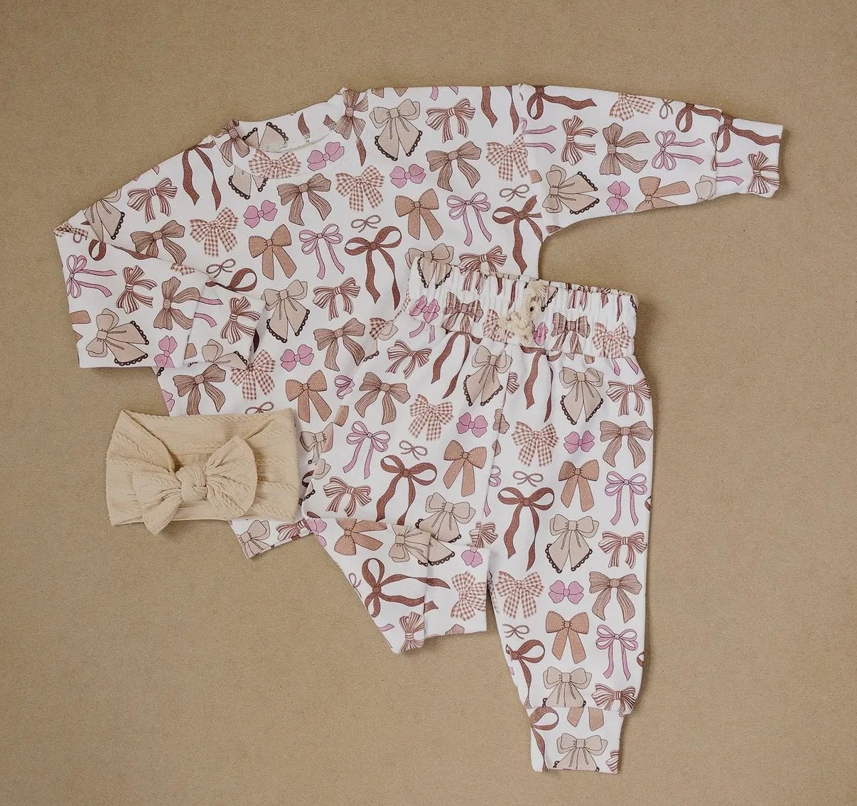 Mocha Bows Jogger Set