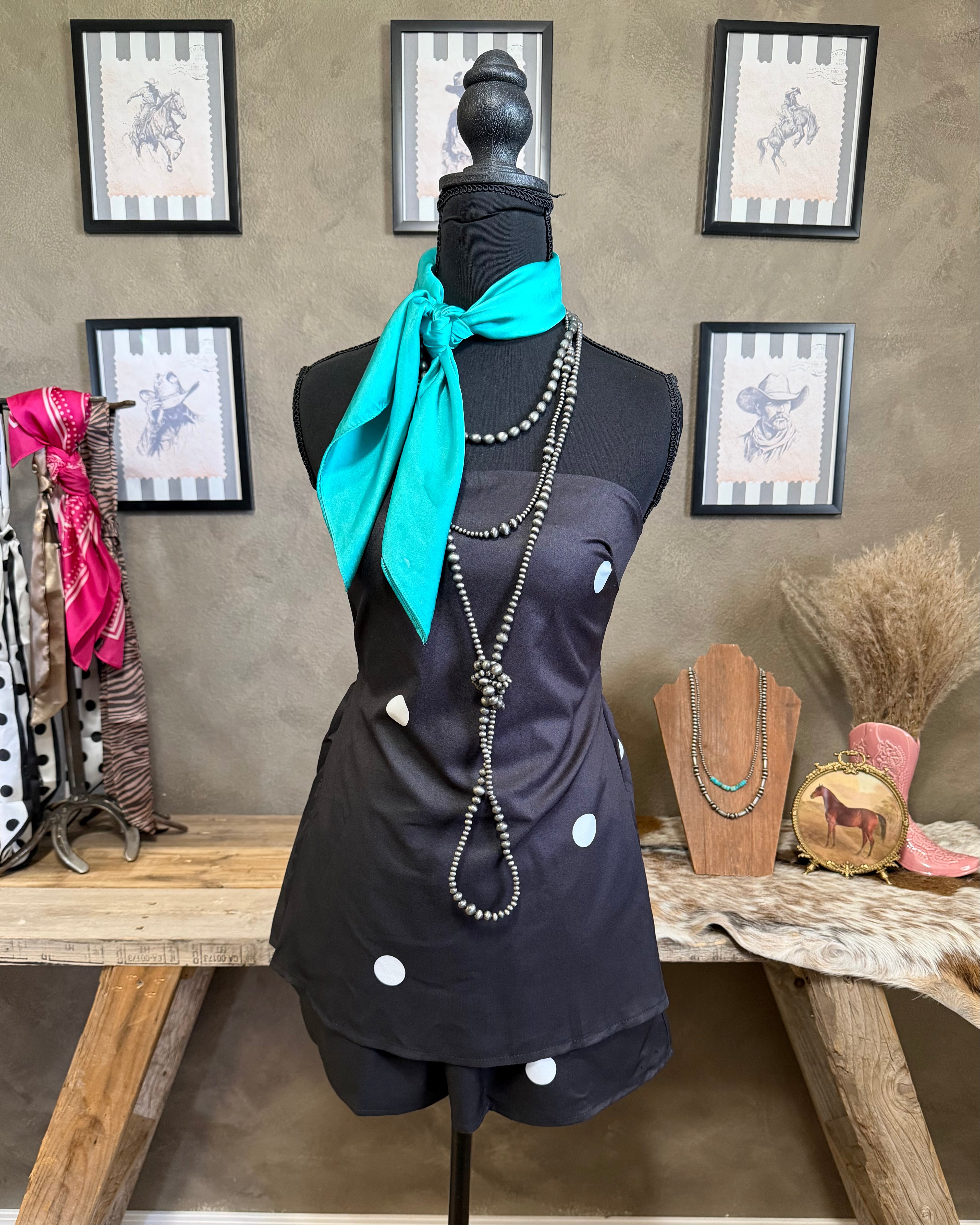 Polka Dot Strapless Shorts Set