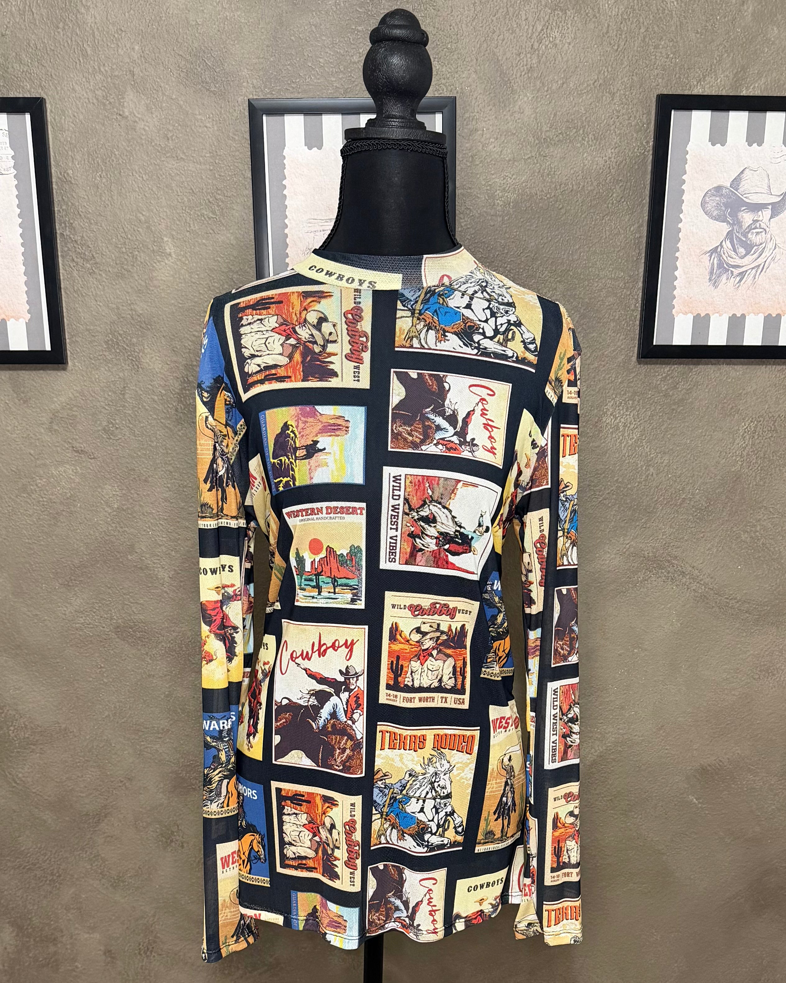 Horse Stamp Mesh Top