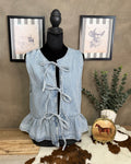 Tie Front Denim Top